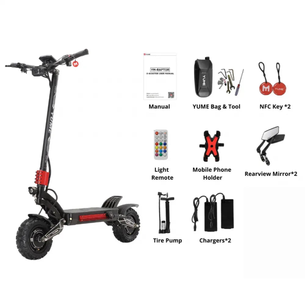 YUME Raptor 2×3000W, 60V 27Ah Електрическа тротинетка 87km/h